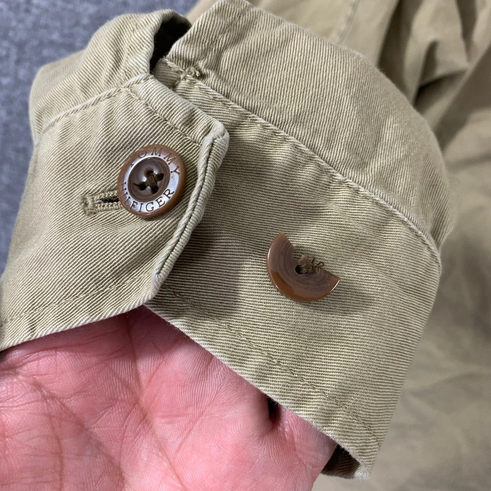 VTG Tommy Hilfiger Chore Jacket Men Small Beige Safari Utility Y2K Baggy